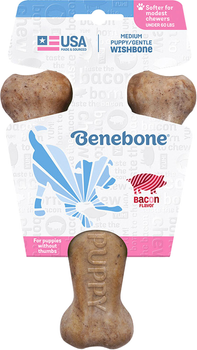 Zabawka dla psów o smaku bekonu Benebone Puppy Wishbone Bacon 18 cm Brown (0854111004897)