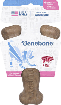 Zabawka dla psów o smaku bekonu Benebone Puppy Wishbone Bacon 13 cm Brown (0854111004729)