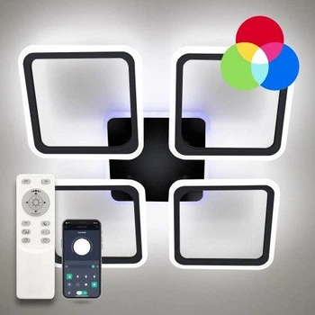 Светильник потолочный светодиодный LUMINARIA LOOK RGB 120W 4Q 540/70 BLACK 220V IP20 с пультом ДУ