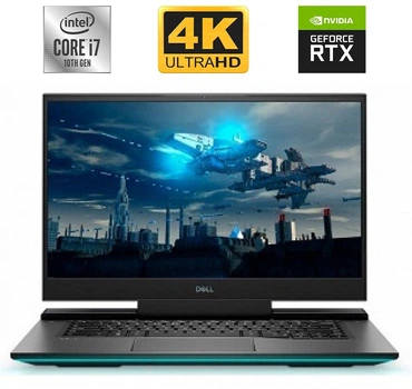 Игровой ноутбук Dell G7 15 7500 / 15.6" (3840x2160) OLED / Intel Core i7-10750H (6 (12) ядер по 2.6 - 5.0 GHz) / 16 GB DDR4 / 1000 GB SSD M.2 / nVidia GeForce RTX 2070 Max-Q, 8 GB GDDR6, 256-bit / WebCam / USB 3.2 / miniDP / HDMI б/у