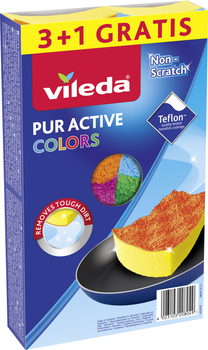 Губки кухонні Vileda PurActive Color для тефлону 4 шт (4023103208049)