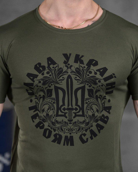 Тактична чоловіча футболка потовідвідна Слава Україні Героям Слава M олива (85830)