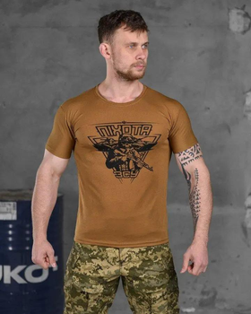 Тактична чоловіча потовідвідна футболка Піхота ВСУ L койот (85826)