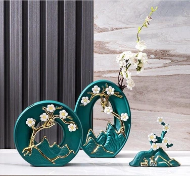 Интерьерные вазы "Цветение сакуры" BUCKMEIHUA, 3 предмета, ручная робота, 0913287-3G