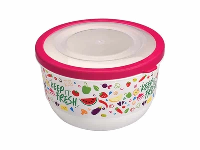 Емкость Uscan Plastic TRENDY круглая 2.6л белая с рисунком (UCS-41301)