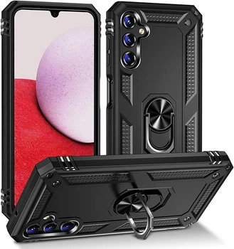 Чехол Fiji Defence для Samsung Galaxy A14 (A145 / A146) защитный бампер с кольцом подставкой Black
