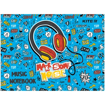 Нотная тетрадь KITE, А5, 20 листов, Headphones, (K24-405)