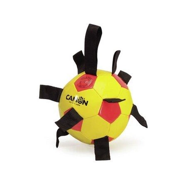 Zabawka dla psów Camon Piłka nożna z uchwytami Żółto-czerwony 21 cm (8019808233048)