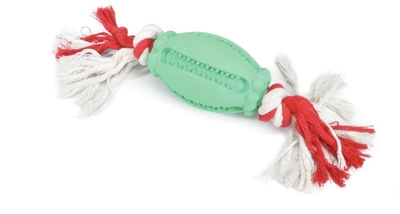 Іграшки для жування для собак Camon Dental овальний м'яч із мотузкою 14 см (8019808141411)
