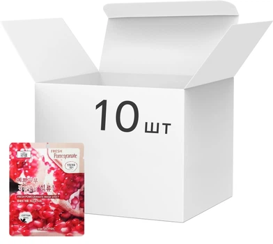 Упаковка осветляющих масок с гранатом 3W Clinic Fresh Pomegranate Mask Sheet 23 г х 10 шт (8809317282108)