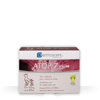 Успокаивающие капли Dermoscent ATOP 7 spot-on при атопии и аллергии кожи кошек и собак весом до 10 кг 4х0.6 мл