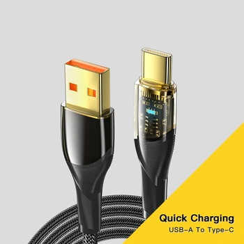 Кабель ESSAGER Interstellar Transparent Design USB Charging Cable USB A to Type C 2m Black (EXCT-XJA01-P)