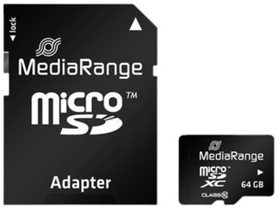 Karta pamięci MediaRange microSDXC 64GB Class 10 + SD adapter MR955 (4260283113484)