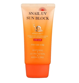 Сонцезахисний крем Jigott із муцином равлика Snail Uv Sun Block Cream SPF50+ 70 мл 8809541280979