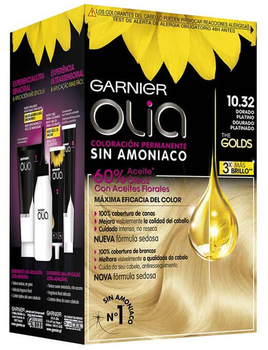 Trwała krem farba do włosów z utleniaczem Garnier Olia Permanent Coloring 10.32 Platinum Gold 54 ml (3600542408141)