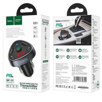 FM модулятор для автомобиля Hoco E51 bluetooth 2USB PD18W (56359)