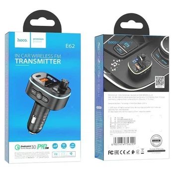 FM модулятор для автомобиля Hoco E62 bluetooth USBQC3.0 PD20W (56360)