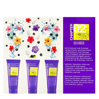 Набір для подорожей: гель для душу, лосьйон для тіла, шампунь Mades Cosmetics Chapter acai & hibiscus 3x100 мл (8714462097035)