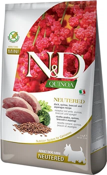 Сухой корм Farmina N&D Quinoa Duck, Brocooli & Asparagus Neutered для взрослых стерилизованных собак мелких пород, утка, киноа, брокколи и спаржа 2.5 кг (8010276038630)