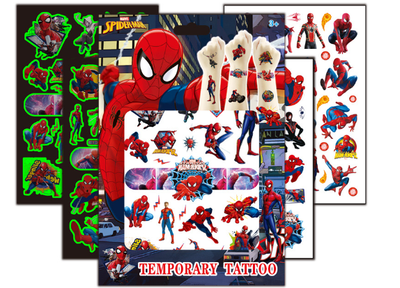 Тимчасові перекладні тату для хлопчика Spiderman супергерої спайдермен 4 аркуші червоний (AN)26292