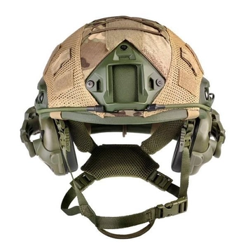Балістичний шолом каска FAST Helmet NIJ IIIA оливковий + Тактичні навушники M32H