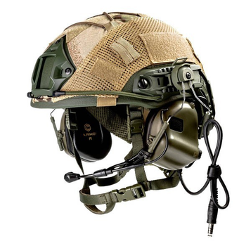 Балістичний шолом каска FAST Helmet NIJ IIIA оливковий + Тактичні навушники M32
