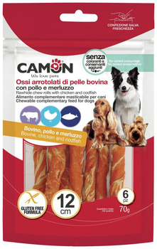 Жувальні палички для собак Camon Рулети з куркою та тріскою 6 шт 70 г (8019808218755)