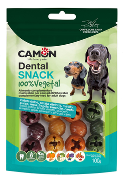 Ласощі для собак Camon Dental Snack Мікс овочевих снеків 100 г (8019808225777)