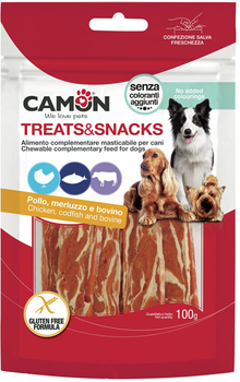 Przysmak dla psów Camon Treats and Snacks Wędzone mięso wołowe kurczaka i dorsza 100 g (8019808218564)