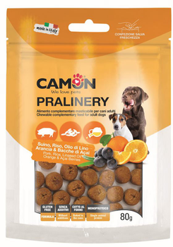 Przysmak dla psów Camon Pralinery z szynką pomarańczą i jagodami acai 80 g (8019808227214)