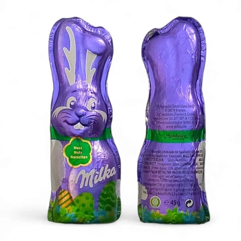 Шоколадный пасхальный зайчик Milka 45 г фигурка кролика из