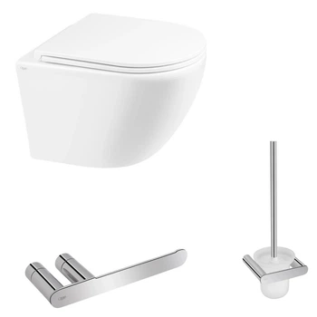 Подвесной унитаз Qtap Swan QT16335178W + ПОДАРОК Ершик подвесной QT + Держатель бумаги QT