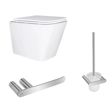 Унитаз Qtap Tern подвесное сиденье Slim Duroplast 490x340x350 mm + ПОДАРОК Ершик подвесной QT + Держатель бумаги