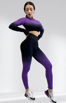 Костюм для фитнеса женский LILAFIT черно-фиолетовый градиент S (LFS000017)
