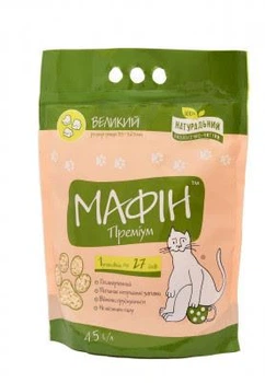 Бентонітовий наповнювач для котячого туалету Мафін Преміум Великий, 4,5 л