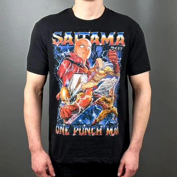 Футболка с принтом Аниме One Punch Man Saitama 2XL Черный Ф Ан010-Ч 2XL