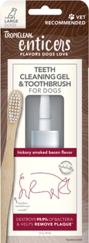 Zestaw do czyszczenia zębów dla dużych psów Tropiclean Enticers Gel and Brush L Bacon 59 ml (0645095004528)