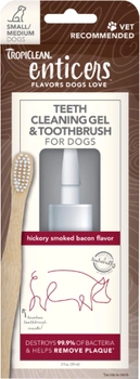 Набір для чищення зубів маленьких і середніх собак Tropiclean Enticers Gel and Brush S/M Bacon 59 мл (0645095004511)