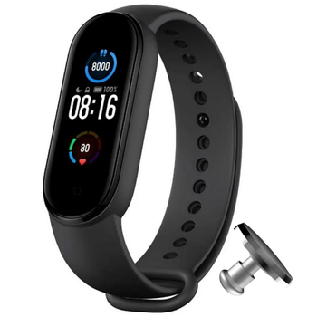 Ремінець силіконовий Original Design для фітнес браслета Xiaomi Mi Band 5, Mi Band 6, чорний з металевою кнопкою (mrk6149)