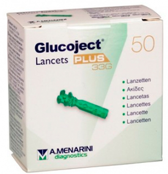 Ланцети Menarini Group Glucoject Lancets Plus 33 G 50 шт (8012992483398)