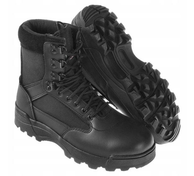 Високі чоловічі демісезонні черевики Brandit Thinsulate One Zipper 40 Чорний камуфляж з натуральної шкіри і міцного дихаючого нейлону антибактеріальна устілка система швидкої шнурівки маслостійка гумова підошва для амортизації і стійкості (Alop)