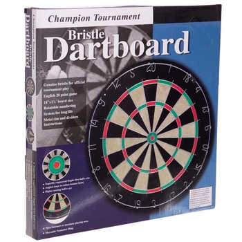 Двустороннее дартс-кольцо из сизаля Champion Tournament Bristele BL-1818B (18 дюймов, 6 дротиков с иглой) включает в себя игровой набор в коробке.