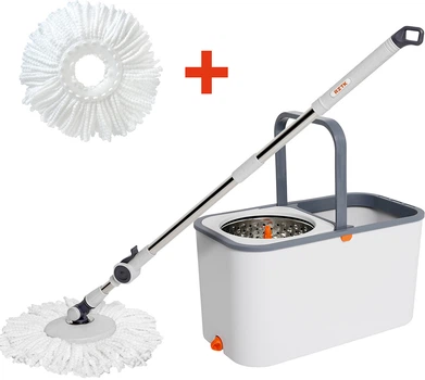 Комплект для прибирання RZTK Spin Mop (швабра і відро з віджимом) + 1 додаткова змінна насадка