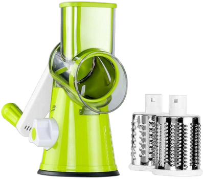 Механическая овощерезка мультислайсер TableTop Drum Grater 3 насадки Зеленый