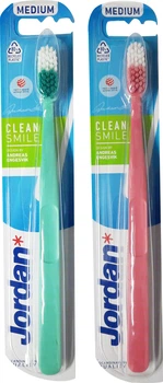 Набір зубних щіток Jordan Clean Smile Середня Рожева + Бірюзова 2 шт (7046110070147_рожева+бірюзова)