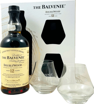 Віскі Balvenie Double Wood 12YO 0.7 л 40% в подарунковій упаковці + 2 склянки (3500870067105)