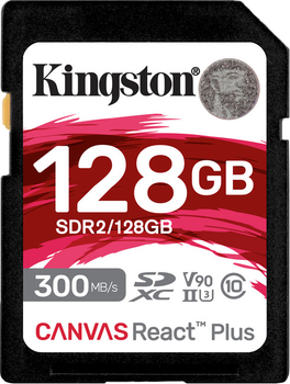 Kingston SDXC 128GB Canvas React Plus Class 10 UHS-II U3 V90 (SDR2/128GB)