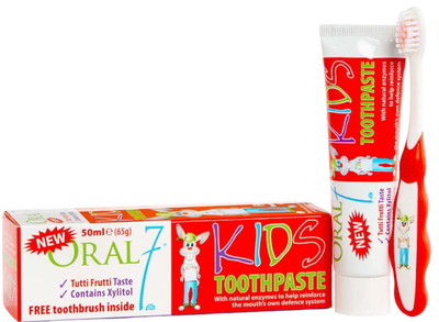 Дитячий набір Oral7 Kids Зубна паста фруктова + щітка 50 мл (5060224500118)