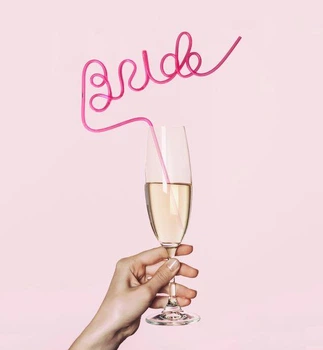 Пластикова трубочка Bride рожева на дівич-вечір 25х30 см (B-0125)