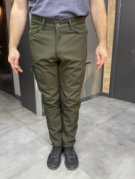 Штани зимові тактичні софтшелл флісові, розмір XL, Олива, утеплені штани для військових